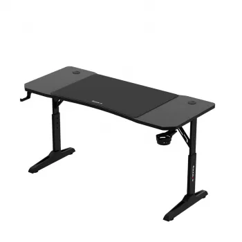 Scrivania da gaming huzaro Hero 3.6 — rettangolare 1400×600 mm, regolabile in altezza 560–790 mm, nero, gambe a H, piano da 15 mm