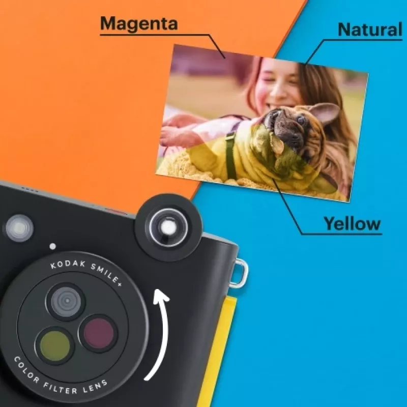 Fotocamera istantanea Kodak SMILE+ 2x3 nero — fotocamera istantanea portatile con stampe 2×3
