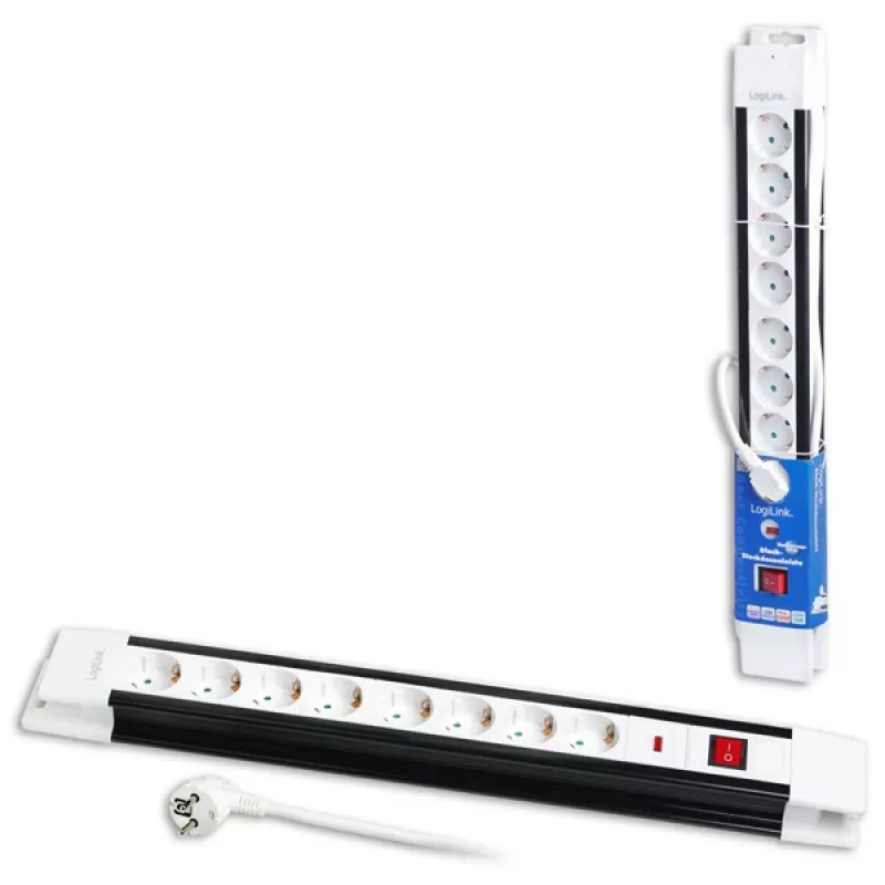 Prolunga di alimentazione LogiLink LPS207 3m 8 prese AC nero bianco