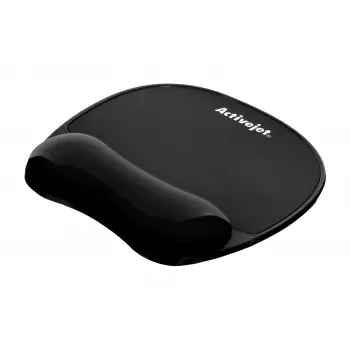 Tappetino mouse con poggiapolsi in gel ActiveJet — nero 220×250 mm, gel e silicone, base antiscivolo