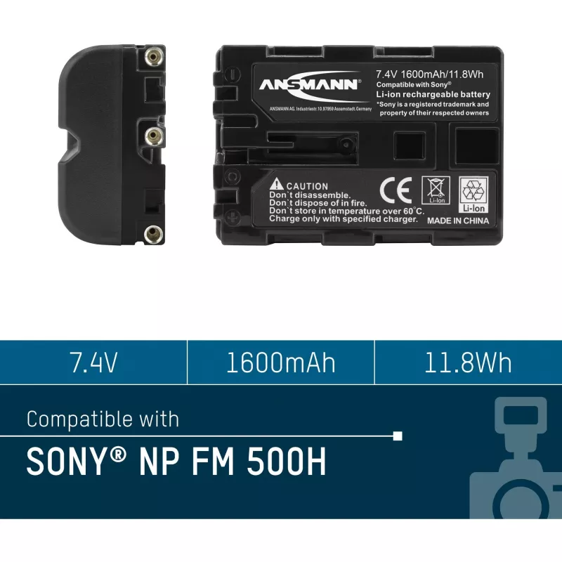 ANSMANN A-Son NP FM 500 H - Batteria per fotocamera Li-Ion 1500 mAh (5044503)