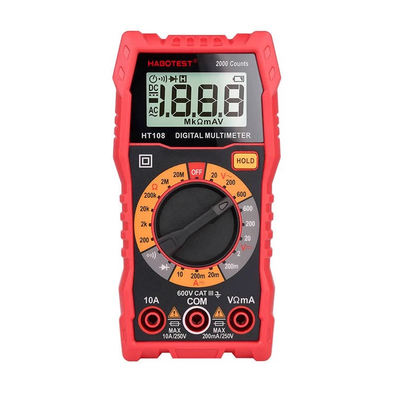 Multimetro Habotest HT108L – DC fino a 600 V, AC fino a 600 V, portata 10 A