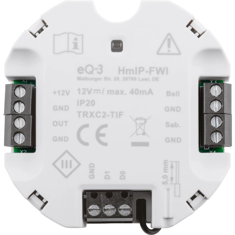 Homematic IP HMIP-FWI ricevitore smart home 868 MHz con filo bianco
