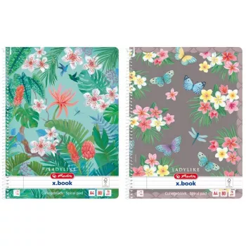 Blocco a spirale Herlitz A4 Ladylike 80 fogli a righe con margine motivi assortiti