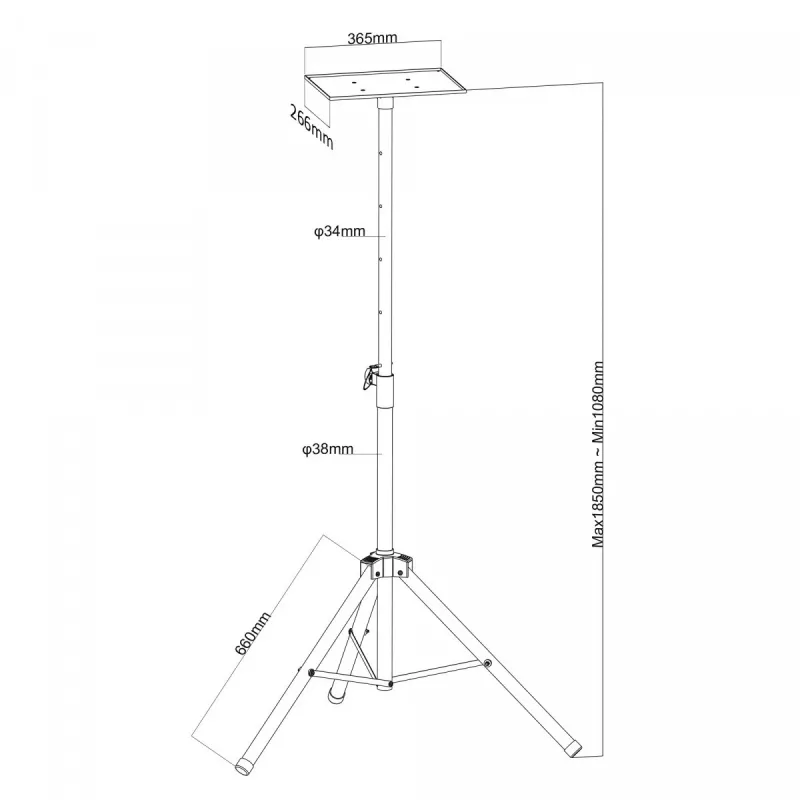 Supporto a soffitto per proiettore MACLEAN MC-953 — acciaio, regolabile in altezza 1,2–1,7 m
