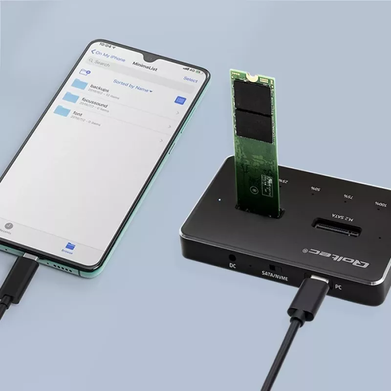 Qoltec 52274 docking station per SSD M.2 | NVMe | SATA | USB-C | DUAL 2 x 2TB