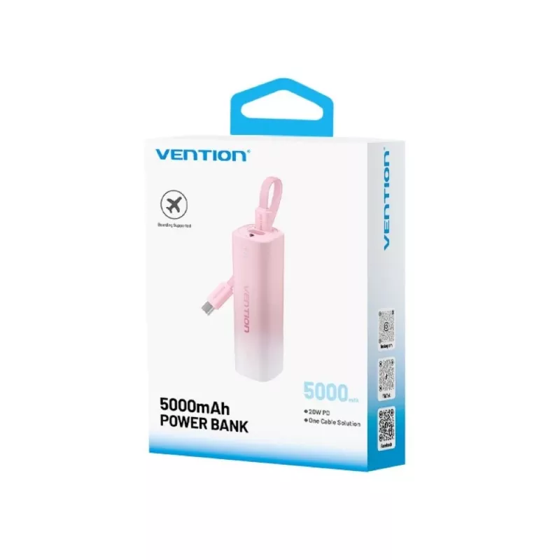 Powerbank Vention FHWR0, caricabatterie portatile USB-C/USB-A, compatibilità universale