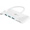 Adattatore multiporta USB-C™ Goobay lettore di schede, bianco, 0,15 m - espande un dispositivo USB-C™ con tre porte USB 3.0 e un vano per schede SD/MMC e micro SD (62097)