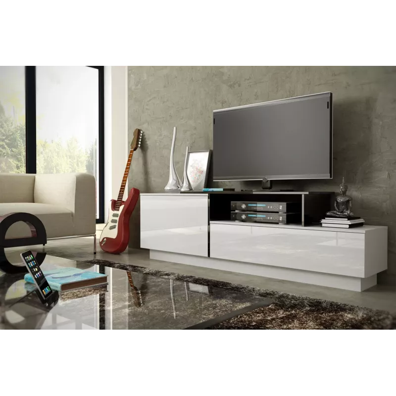Mobile TV Cama SIGMA 3 180 bianco/bianco lucido + nero