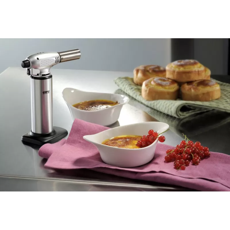 GEFU FUEGO Creme Brulee cannello da cucina G-35400, nero/acciaio inox