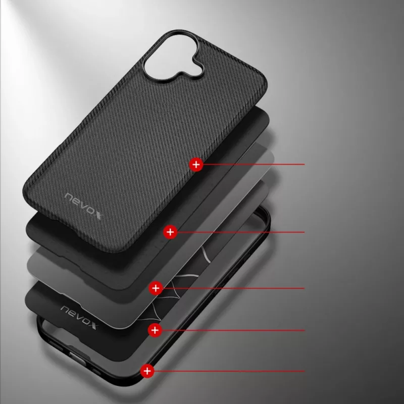 Custodia protettiva Nevox StyleShell NYLO per iPhone 17, 6,3 pollici, nero