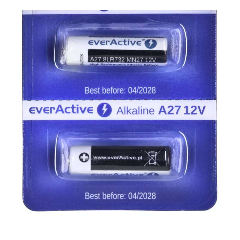 everActive 27A5BL batteria alcalina 27A 12 V, blister da 5 pz., 7,6 x 27,3 mm