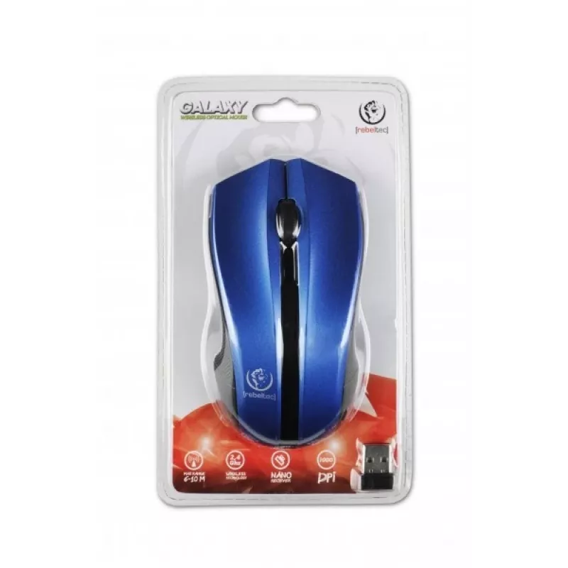 Mouse ottico wireless Rebeltec, Galaxy blu/nero