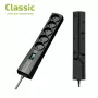 EVER CLASSIC T/LZ09-CLA015/0000 multipresa con protezione da sovratensioni, 5 prese tipo E, 250 V, cavo da 1,5 m, con interruttore, protezione per bambini, nera