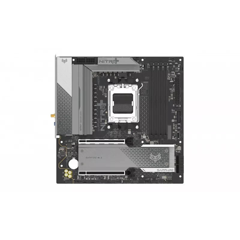 Scheda madre Sapphire NITRO+ B850M WIFI — AMD B850, socket AM5, micro ATX, DDR5, 4x DIMM, Wi-Fi 6, LAN 2,5Gb, 2x M.2