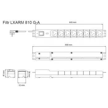 LESTAR LXARM 810 G-A K.:CZ 1,5M 19PDU nero 8 presa/e AC 230 V 1,5 m