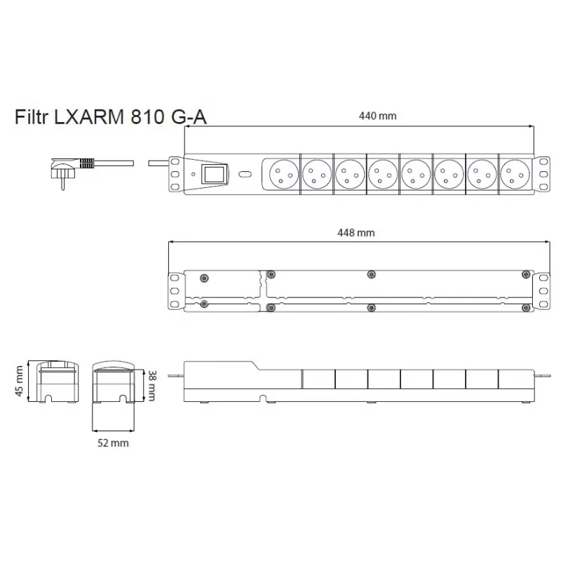LESTAR LXARM 810 G-A K.:CZ 1,5M 19PDU nero 8 presa/e AC 230 V 1,5 m