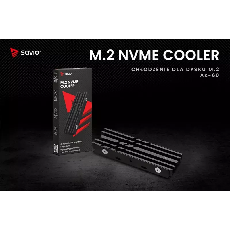 SAVIO AK-60 dissipatore per unità M.2 NVMe 2280, nero