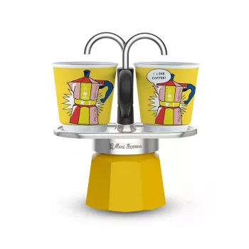 Set caffè Bialetti Mini Lichtenstein + 2 tazze