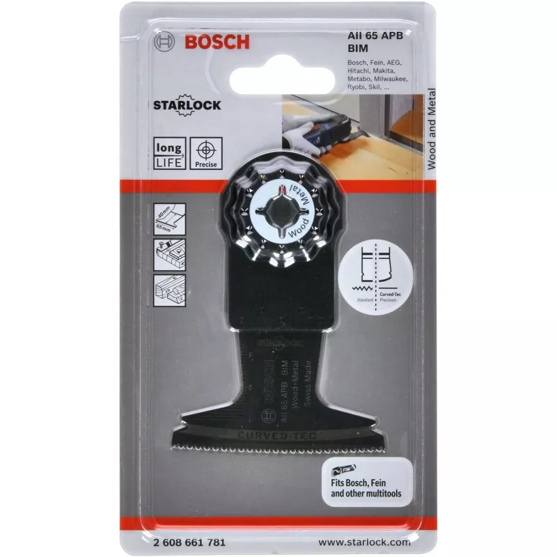 Bosch Starlock AII 65 APB lama per taglio a tuffo per legno e metallo, 65 x 40 mm (2608661781)