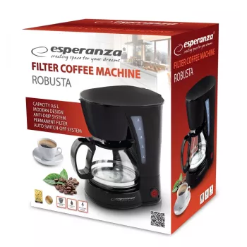 Caffettiera a filtro ESPERANZA EKC006, serbatoio acqua 0,6 l, 650 W, nero, da piano di lavoro