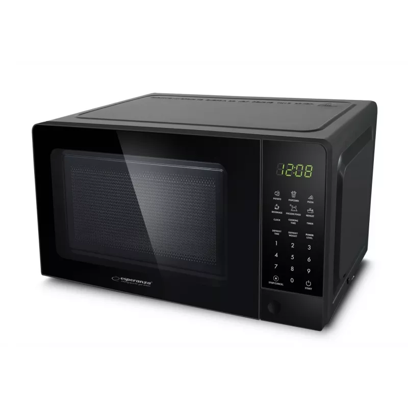 Esperanza EKO009 Horneado forno a microonde solo, da appoggio, 700 W, 20 l, piatto rotante da 24,5 cm, nero