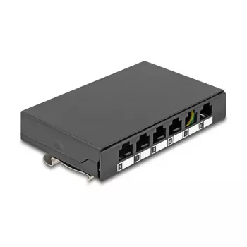 Pannello cieco DELOCK 6 porte per moduli Keystone RJ, nero, metallo, per montaggio su tavolo/parete/guida DIN