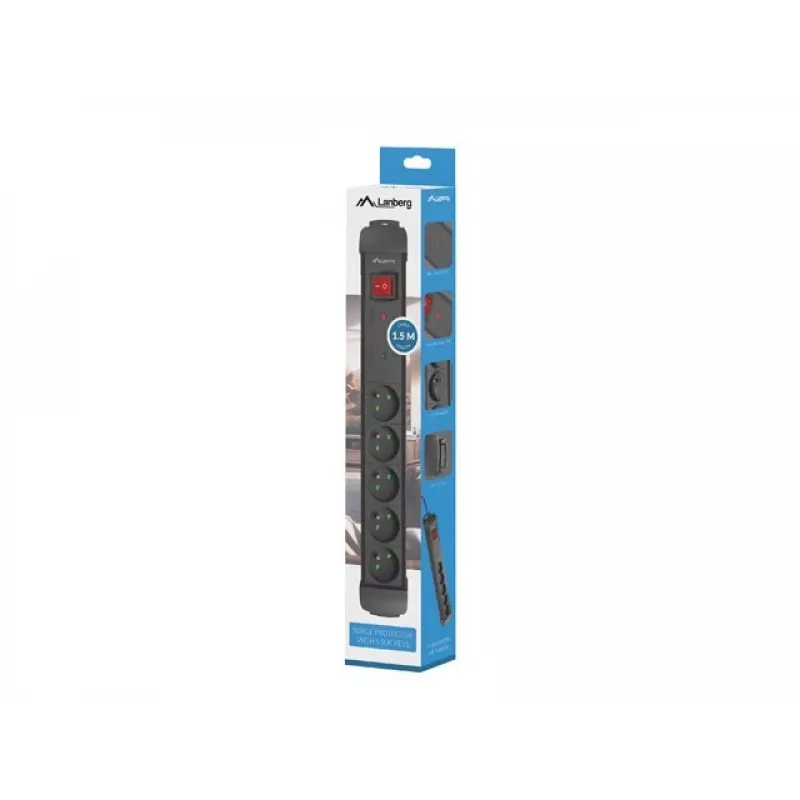 Ciabatta LANBERG SP1 1,5 m – 5x prese PL, nero
