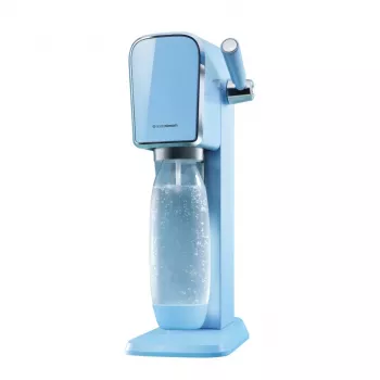 Gasatore SODASTREAM Art Blue Steel — bottiglia in plastica 1 L, carbonatore 60 L, 173×245×430 mm