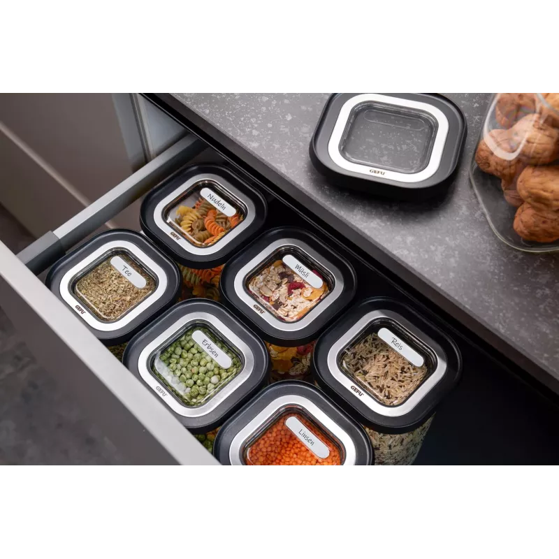 Set di 4 contenitori ermetici e impilabili GEFU G-12806, contenitori per alimenti, riutilizzabili