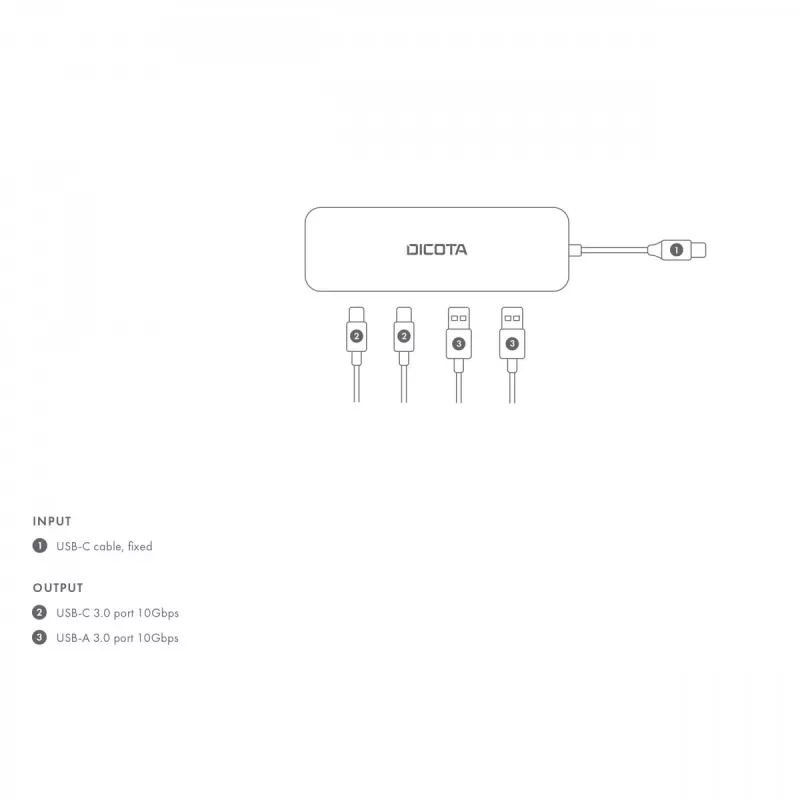 Hub USB Type-C DICOTA D32061 10000 Mbit/s argento