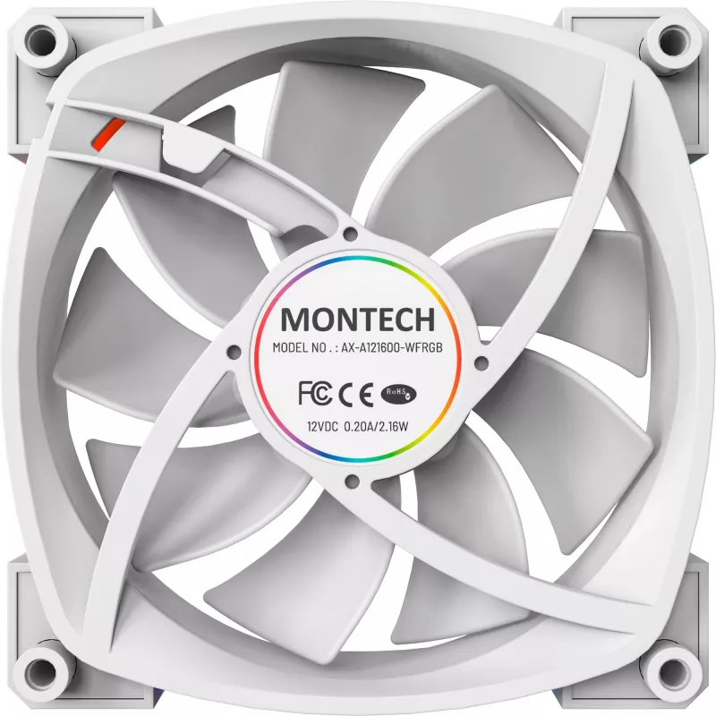 Ventola per case Montech AX120 120mm PWM ARGB, confezione da 3, bianco