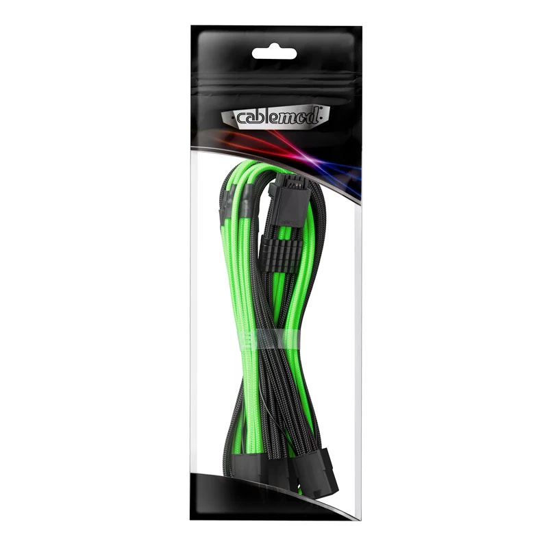 Cavo CableMod 12VHPWR a 3× PCIe ModMesh 45 cm, nero/verde chiaro