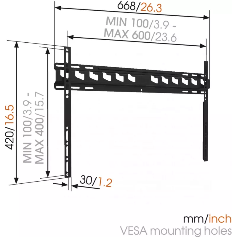 Vogels | Supporto da parete | MA4000-A1 | Fisso | 40-80 | Portata massima 80 kg | Nero