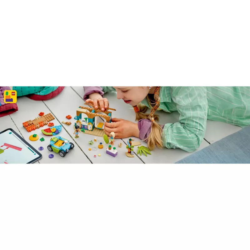 LEGO Friends Chiosco frullati sulla spiaggia set di gioco per bambini con cibo giocattolo idea regalo per ragazze e ragazzi dai 6 anni con 2 mini bambole una figura di tartaruga e una