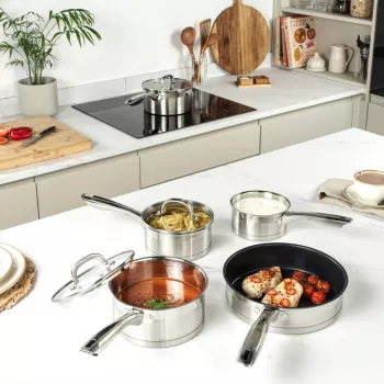 Set pentole Salter BW06746EU7 — acciaio inox set 5 pezzi con coperchi