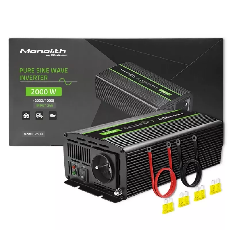 Inverter per auto Qoltec Monolith 2000 W nero 24 V