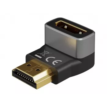 Adattatore HDMI™ angolare Goobay 72011 270° verticale, 8K @ 60 Hz, placcato oro, nero, argento | Goobay