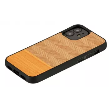 Custodia per cellulare Man and Wood per iPhone 12 mini, spina di pesce arancia nero
