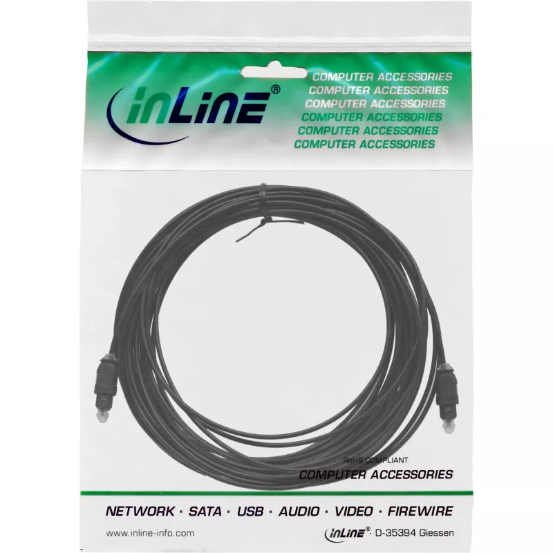 InLine Cavo audio ottico Toslink maschio/maschio, 15 m, nero (89916)
