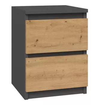 Comodino Topeshop M2 ANTRACYT/ARTISAN 2 cassetti antracite rovere legno