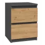 Comodino Topeshop M2 ANTRACYT/ARTISAN 2 cassetti antracite rovere legno