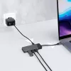 Hub USB Type-C Green Cell HUBGC01 — 7 porte: 3×USB-A 3.2 Gen 1, 1×USB-C 3.2 Gen 1, HDMI, lettore schede microSD+SD — argento