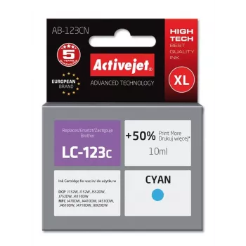 Activejet AB-123CN inchiostro (sostitutivo per Brother LC123C/121C; Supreme; 10 ml; ciano)