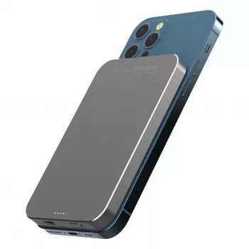 Powerbank RealPower PB-5000 MAG grigio 5.000 mAh