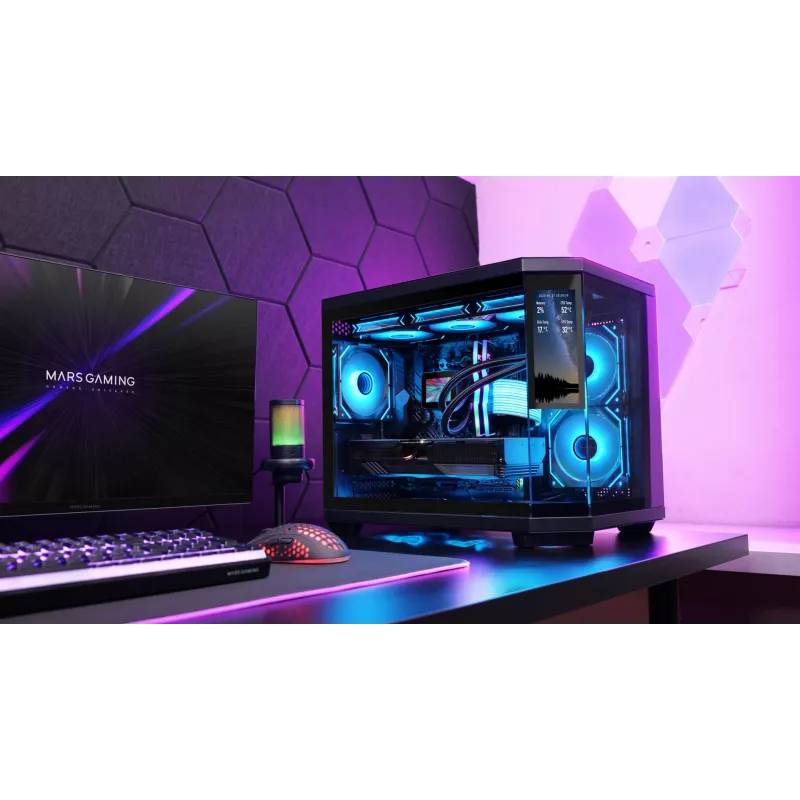 Case per computer Mars Gaming MC3TCORELCDM mini tower nero