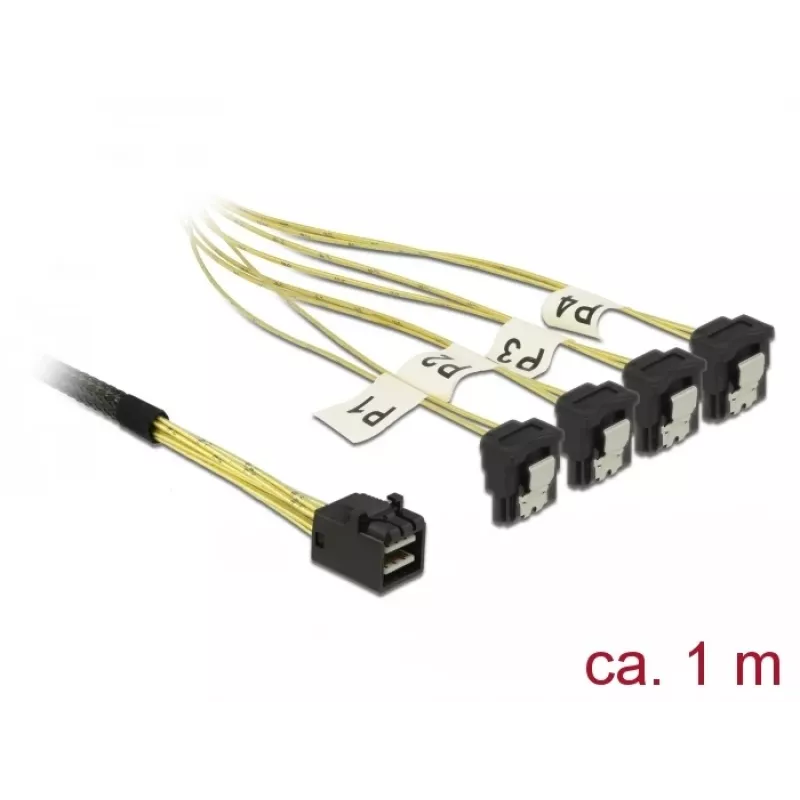 Cavo SCSI DeLOCK 85685 nero giallo 1 m 1 x Mini SAS HD SFF-8643 4 x SATA 7 Pin