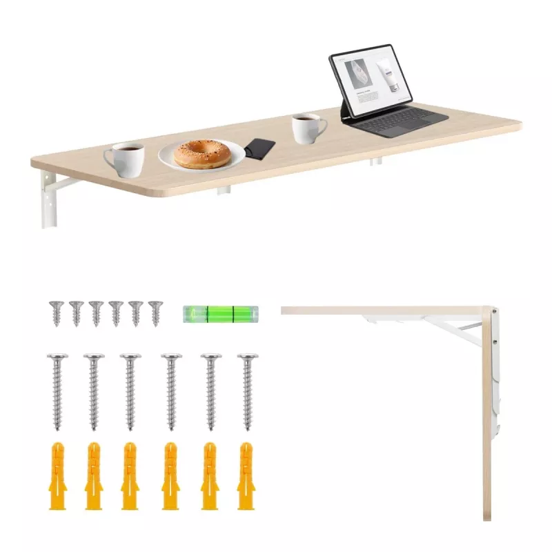 Maclean MC-128WD mensola pieghevole a parete, 100×40 cm, finitura effetto legno