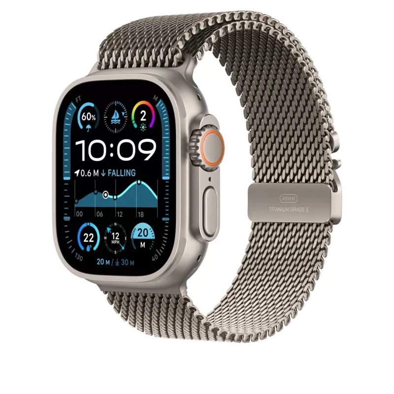 Cinturino Apple 49mm Natural Titanium Milanese Loop Medium titanio