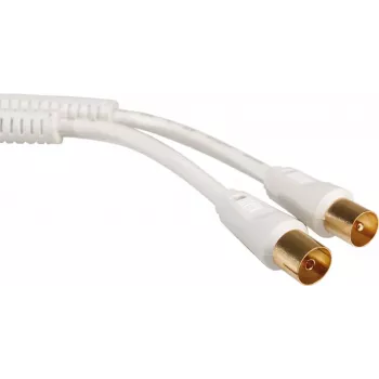 - Cavo antenna - connettore IEC maschio a connettore IEC femmina - 7,5 m - schermato - 100 dB - bianco